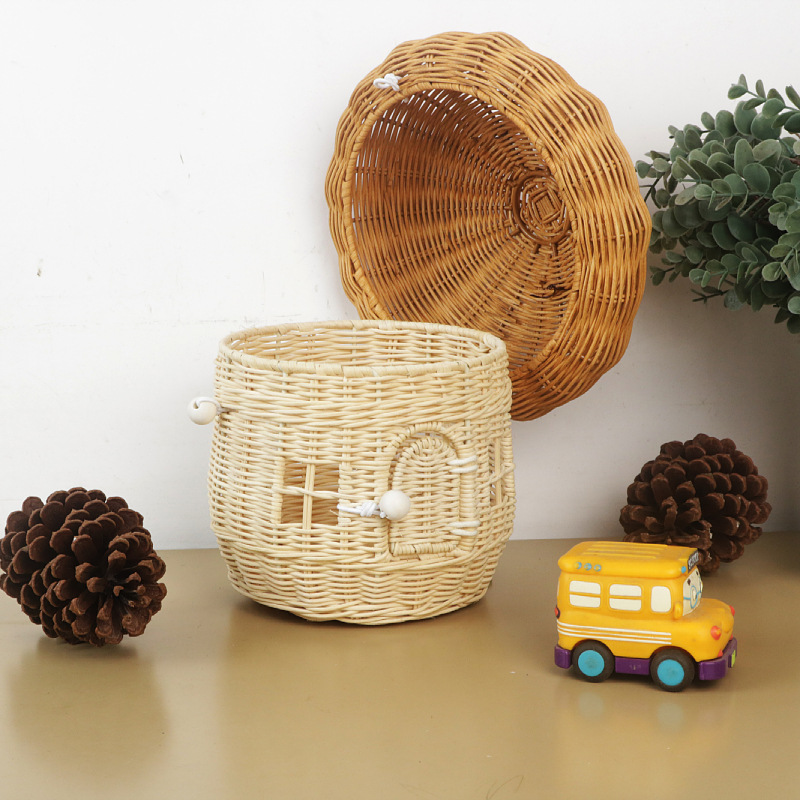 Free shipping acorn handbag handbag handmade rattan mushroom storage box children's toy basket woven storage basket photography props